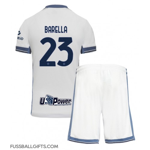 Inter Milan Nicolo Barella #23 Fußballbekleidung Auswärtstrikot Kinder 2024-25 Kurzarm (+ kurze hosen)